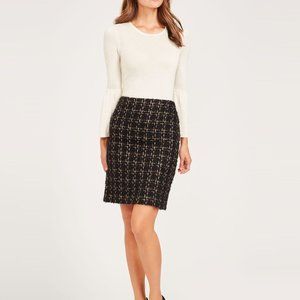 J. McLaughlin Black and Gold Tweed Skirt